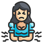 Icono de una mujer con dolor de estómago.