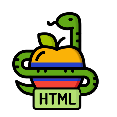 Icono de una serpiente rodeando una manzana con los colores de la bandera de Colombia.